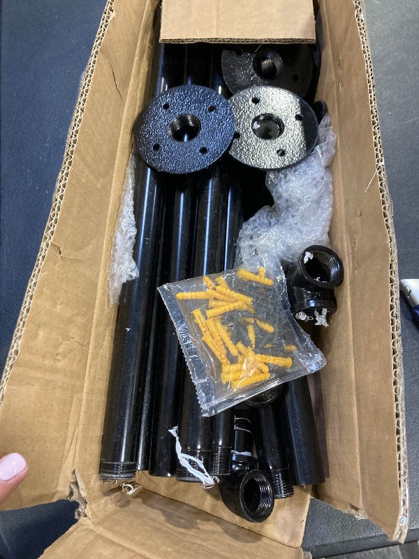 Photo 1 of OUSHENG Stair Railing Indoor Hand Rails for Outdoor Steps, Industrial Pipe Handrail Metal Iron Handle Support for Wall Mount Staircase Porch, Vintage Farmhouse Style, 12ft