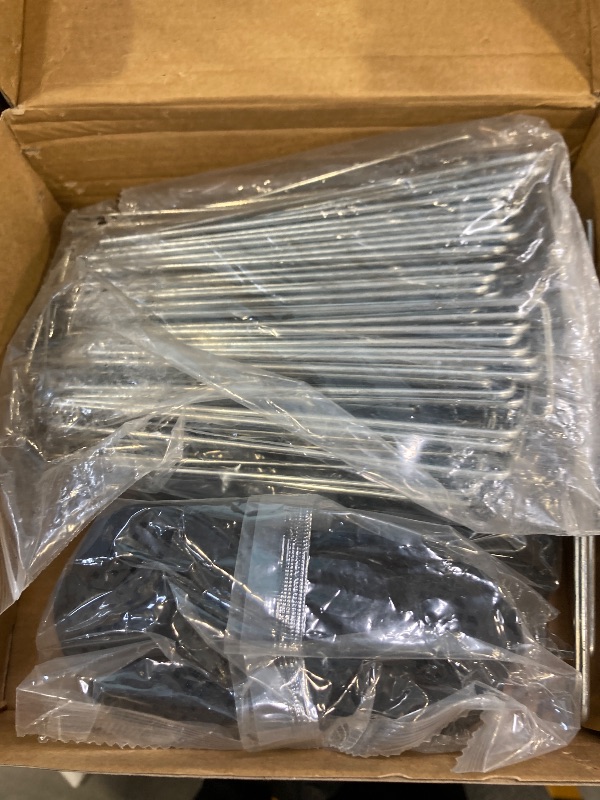 View 2 of 200 Packs Garden Stakes Staples 6 inch Landscape Fabric Pins Lawn 100Pcs U Shaped Galvanized Staples Ground Stakes Landscaping Pins with 100Pcs Gasket for Weed Barrier Plant Cover Decorations