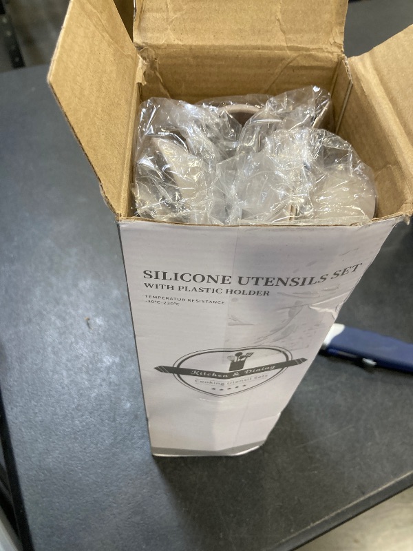 Photo 1 of 12 Pcs Kitchen Utensils Set, 446°F Heat Resistant Silicone Cooking Utensils Set, Non-Toxic Wooden Utensil Set, Kitchen Gadgets Tools Set for Nonstick Cookware, Kitchen Accessories, Khaki