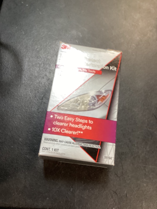 Photo 1 of 3M Auto Restore and Protect Headlight Restoration Kit, Use On Plastic Lenses, Headlights, Taillight, Fog Lights and More, Includes Sanding Discs, Headlight Clear Coat Wipes, Foam Pad and Glove (39194)
