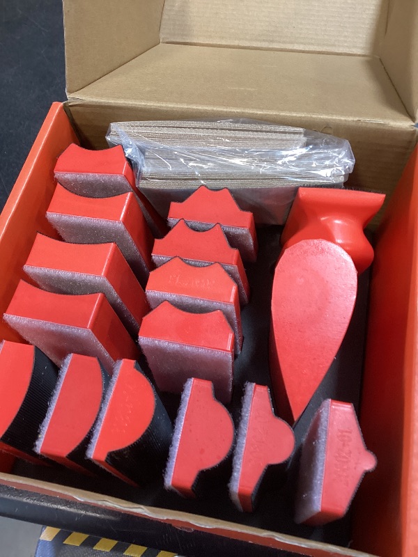 Photo 1 of 16pcs Hook and Loop Sanding Block Kit with 40pcs Sandpaper Sheets,Interchangeable Assorted Contoured Profile Sanding Pad Tools Set,Hand Sand Chassis for Wood Furniture,Auto Paint and DIY Crafts