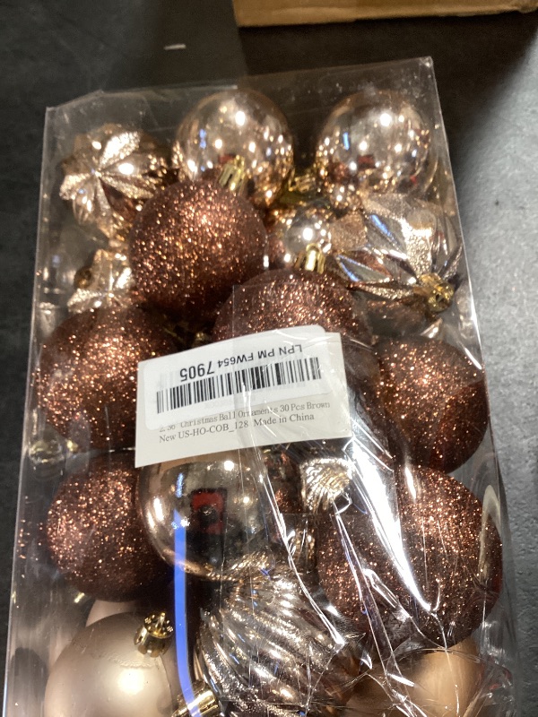 Photo 1 of 2.36" Christmas Ball Ornaments Brown 30 Pcs Small Shatterproof Christmas Tree Decorations Xmas Tree Christmas Ornaments Balls with Hanging Loop for Halloween Wedding Holiday Party Wreath Home Decor