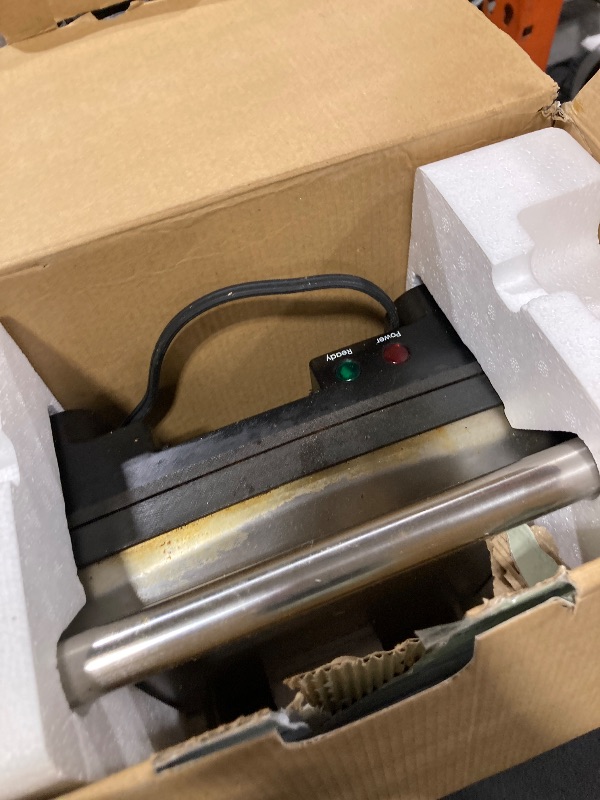 Photo 1 of **USED/DIRTY** Chefman Panini Press Grill and Gourmet Sandwich Maker Non-Stick Coated Plates, Opens 180 Degrees to Fit Any Type or Size of Food, Stainless Steel Surface and Removable Drip Tray, 4 Slice, Black