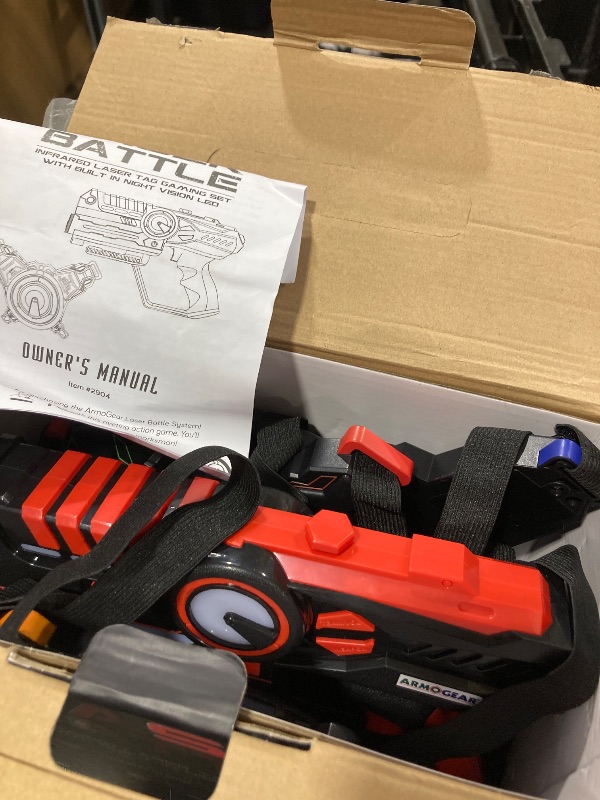Photo 1 of ArmoGear Set of 4 Laser Tag Guns with Vests - Laser Tag Set for Kids and Adults - Toy Guns with 150 ft Range, Night Vision, Invisibility Mode - Battery Operated - Multiplayer Outdoor Game for Ages 8+