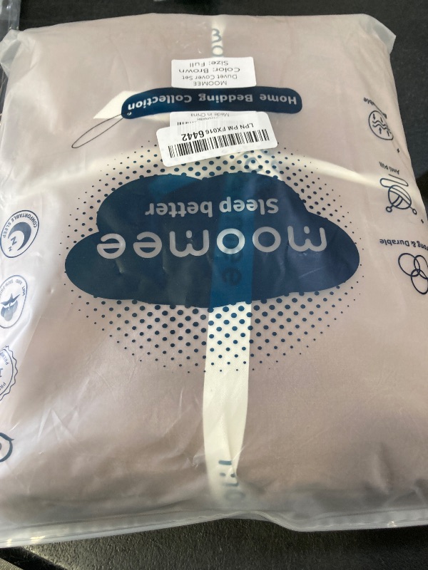 Photo 1 of MooMee Bedding Duvet Cover Set 100% Washed Cotton Linen Like Textured Breathable Durable Soft Comfy (Solid Brown, Full 80"x90")