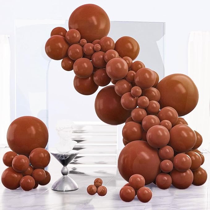 Photo 1 of PartyWoo Burgundy Balloons 140 pcs Different Sizes of 18 12 10 5 Inch Dark Chestnut Red Maroon Balloon Arch Kit Garland for Birthday Graduation Anniversary Cherry Casino Party Decorations Brown -F08