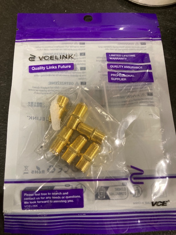 Photo 1 of VCE Coaxial Cable Connector, RG6 Coax Cable Extender F-Type Gold Plated Adapter Female to Female for TV Cables, 6 Pack