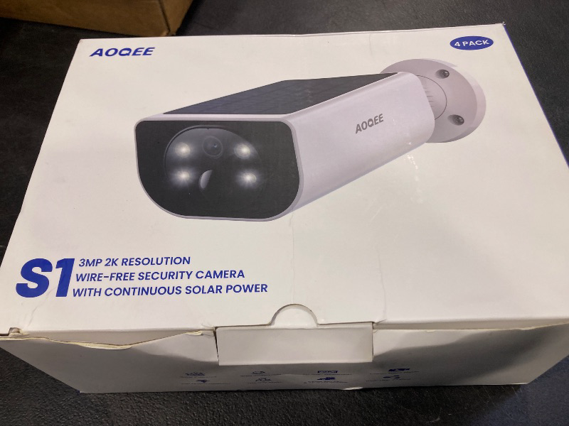 Photo 1 of AOQEE Cameras for Home Security-2K Wireless Security Camera Outdoor with AI Motion Detection & Siren, Non-Stop Solar Powered Charging, Color Night Vision, SD/Cloud Storage, Waterproof, S1 4P