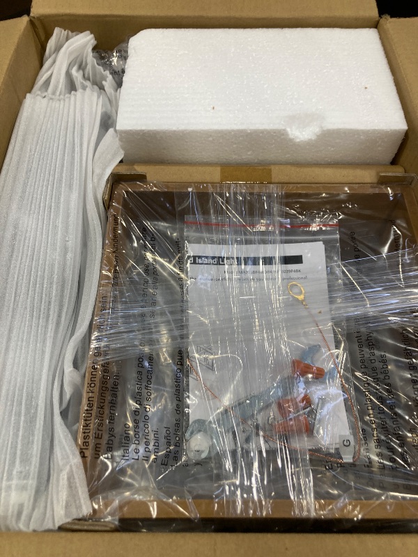 Photo 1 of 9MMML 4 Lights Island Light for Kitchen,Farmhouse Industrial Rectangle Pendant Light, Black Body+Wood Frame Vintage Chandelier for Dining&Living Room Pool Table Hallway Entryway Foyer,E26