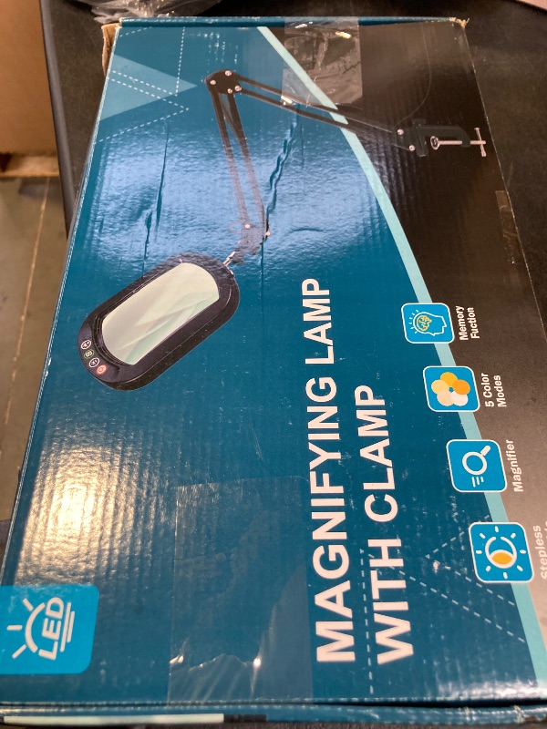 Photo 1 of 10X Large Magnifying Glass with Light and Clamp, Real Glass, 5 Color Modes, Stepless Dimmable, Lighted Magnifier with Stand Hands Free, LED Swing Arm Desk Lamp for Close Work, Craft, Painting - Green