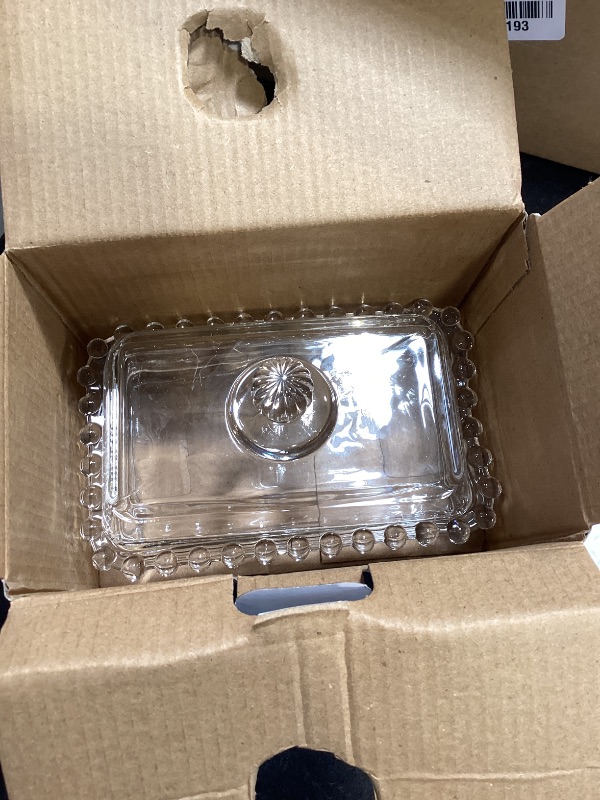 Photo 1 of ?Clear Glass Butter Dish with Lid - 6.7in Glsss Container Serving Butter Storage Container for Fridge (Includes Butter Knife & Cutter)