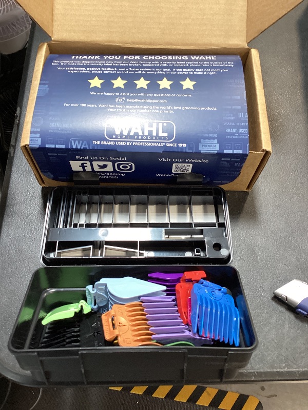Photo 1 of Wahl Clipper Genuine Secure-Fit™ Attachment Guard Organization Kit with Color Pro Colored Hair Clipper Guide Combs, 14 Piece Premium Storage Kit Hair Clippers, Multicolor - 3291-100