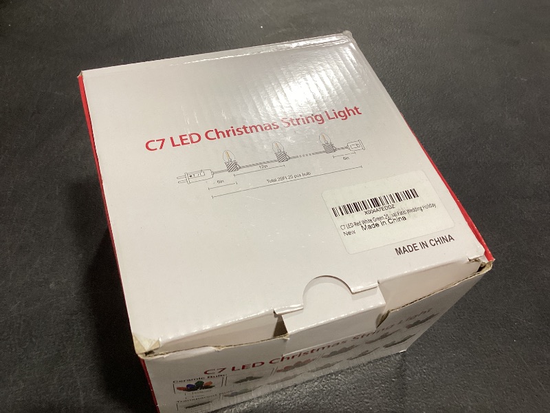 Photo 1 of C7 LED Christmas Lights Outdoor - 25ft Red White and Green String Lights With 27 Ceramic Bulbs(2 Spare), Waterproof Commercial Grade Extendable for Indoor Outdoor Roofline Patio Yard Xmas Decor