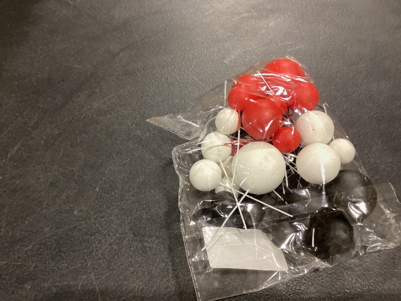 Photo 1 of 30 PCS Balls Cake Topper DIY Cake Insert Toppers Ball Cake Picks Cupcake Topper for Birthday Party Baby Shower Wedding Cake Decoration(Black White Red)