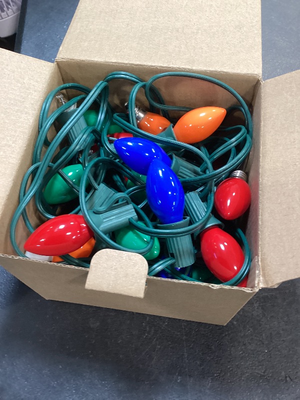 Photo 1 of Agaphoton C7 Christmas String Lights Multicolor - 25FT Vintage Christmas Light with 27 C7 Multicolor Incandescent Bulbs, Outdoor Christmas Tree Lights for Christmas Holiday Party Decor - Green Wire