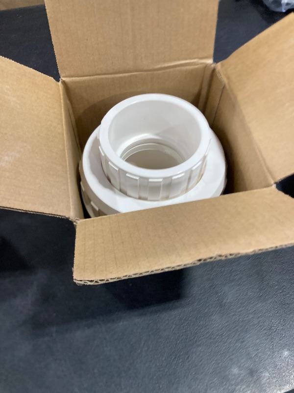 Photo 1 of 3" PVC Union Coupling Pipe Fitting (Socket x Socket) 3Inch PVC Slip Union Adapter Coupling Schedule 40, EPDM O-Ring, White