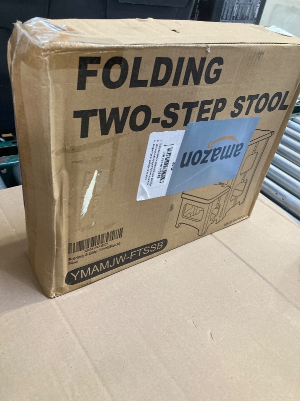 Photo 1 of 2 Step Folding Stool Non Slip 250 lb Capacity Foldable Step Stool 8 and 17 Inch Dual Height Portable Foot Stool for Kitchen Bathroom Black