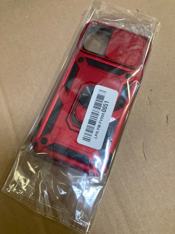 Photo 1 of SunStory Compatible with iPhone 12 Pro Max Case with HD Screen Protector & Slide Camera Cover & Rotated Ring Kickstand, [Military-Grade] Phone Case for iPhone 12 Pro Max (Red)