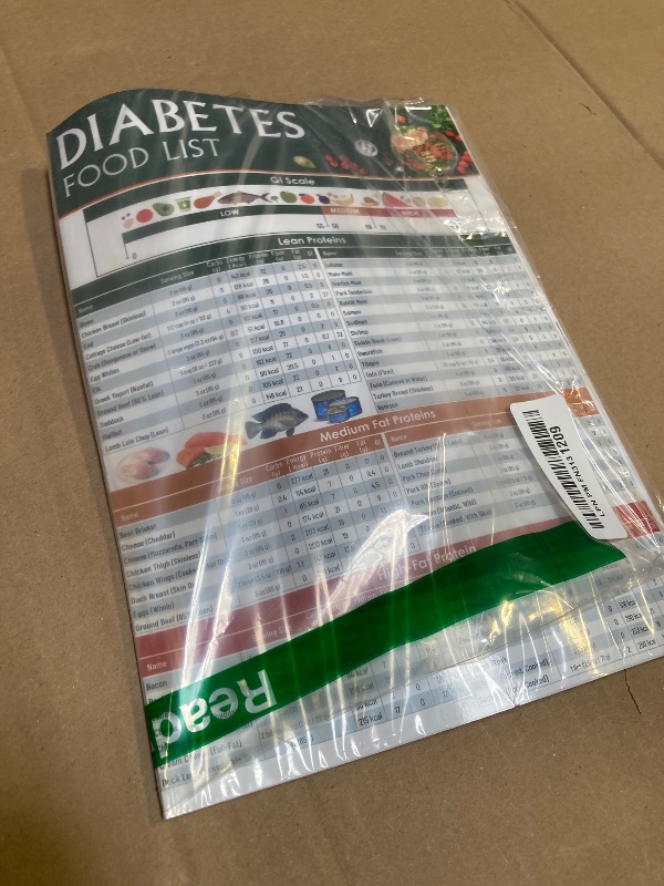 Photo 1 of 3 PCS Diabetes Food List & Meal Planner - Diabetic Food Chart, Laminated Type 1 & 2 Meal Guide, Easy-to-Read Carbs Protein Calories Fiber Fat Glycemic Index Chart for Prediabetes & Beginners