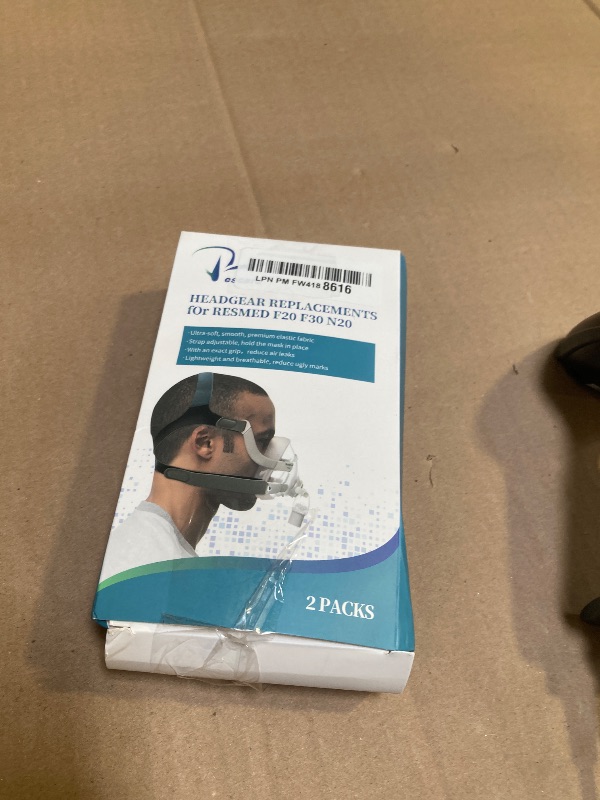 Photo 1 of 2 Packs F20 Replacement Headgear Compatible with F20 Full-face Mask, Include 4 Magnetic Clips+2 Packs Headgear Hanger (Large)