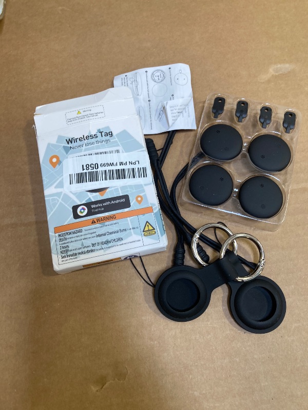 Photo 1 of Air Tracker Tags 4 Pack for Android with Case- Bluetooth GPS Tracker Item Finder for Key, Wallet, Luggage - Works with Google Find Hub, IP66 Waterproof, Smart Tag for Android & Samsung Phones(Black)