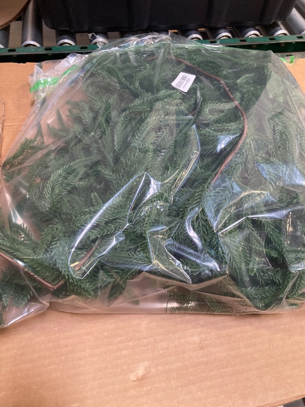 Photo 1 of 2 Pcs 9 Ft Norfolk Pine Garland, Artificial Dense Christmas Garland Ornaments, Real Touch Greenery Garland for Fireplace, Stairs, Table, Mantle, Wall, Indoor, Outdoor Christmas Decorations