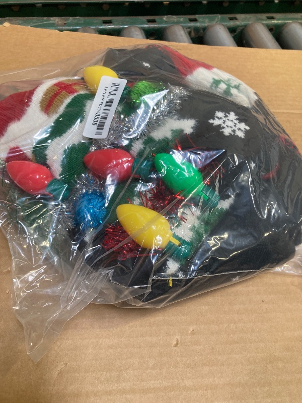 Photo 1 of Giggling Getup Ugly Christmas Sweater with Light, LED Ugly Christmas Sweater for Women Men Kids 2025 Christmas Tree(Black)