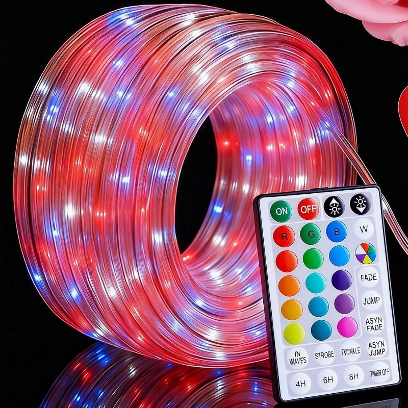 Photo 1 of 66ft Waterproof Outdoor LED Rope Lights - Color Changing Romantic Fairy Lights with Remote Control - 200 LEDs for Valentine's Day, Garden, Patio, Date Night & Anniversary Décor