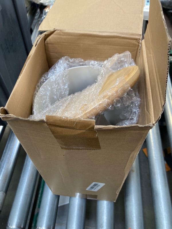 Photo 1 of Yoande Farmhouse Christmas Paper Towel Holder Metal Countertop Paper Towel Dispenser with Wooden Lid Rustic Holder White for Home Kitchen Bathroom Country 6.3 x 6.3 x 13.4''