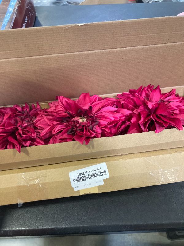 Photo 1 of 5pcs Burgundy Faux Silk Flowers