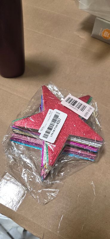 Photo 1 of 120 Pcs Glitter Star Cutouts Paper Star Confetti Cutout Assorted Color Glitter Stars Cutouts 6 Inch Large Glitters Stars Decoration for Christmas Classroom Bulletin Board Wall Party Supplies,12 Colors