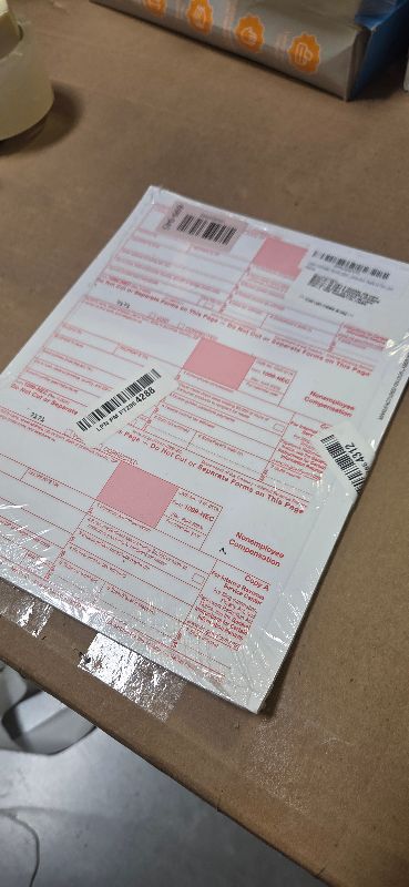 Photo 1 of 1099 NEC Forms 2025 4 Part Tax Forms Kit of Laser Forms, Compatible with QuickBooks and Accounting, 25 Pack, Software and Envelopes NOT Included, Made in The USA