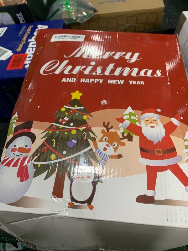 Photo 1 of 10FT Christmas Inflatables Santa Claus Outdoor Decorations, Christmas Blow Ups Airship Snowman, Inflatable Yard Decor with Built-in LED Lights for Xmas Garden Lawn Party