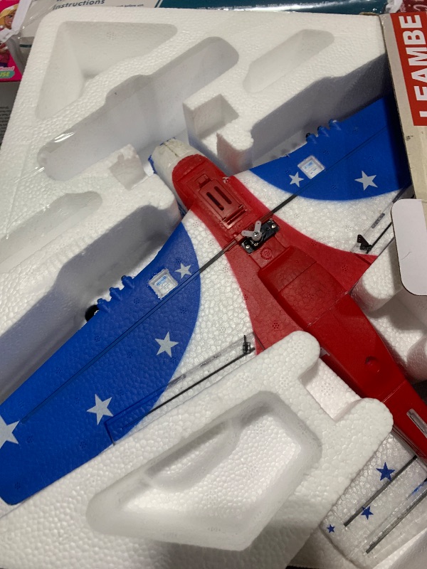 Photo 1 of LEAMBE RC Plane 4 Channel Remote Control Airplane with 3 Modes - Ready to Fly Upgrade P51 RC Airplane for Beginners Adult with Xpilot Stabilization System & One Key Aerobatic Blue-Red
