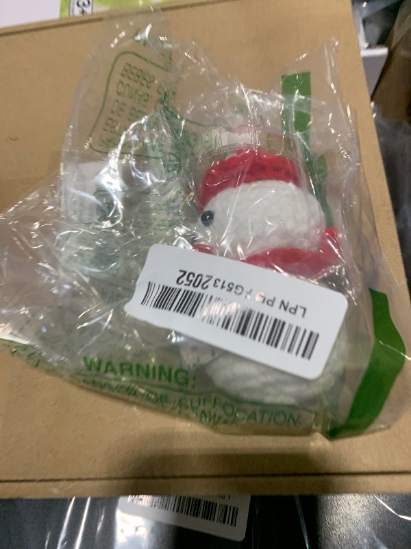 Photo 1 of 1 Pcs Christmas Positive Crochet Snowman Doll Mini Positive Crochet Animals Cute Stuff Things with Christmas Hat Inspirational Card Handmade Positive Potato Emotional Plush Doll for School Office Home