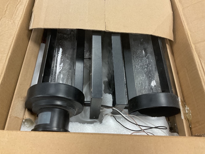 Photo 1 of LED Dusk to Dawn Outdoor Light Fixtures - 2 Packs Modern Porch Lighting with Attractive Glass, 13W 3000K LED Exterior Sconce Wall Mount with Photocell Sensor for House Front Garage Door, Waterproof