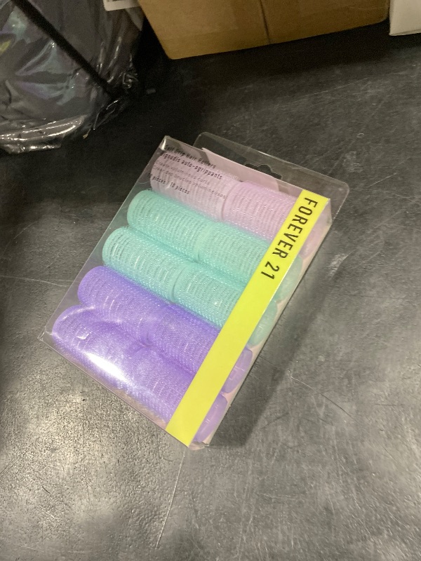 Photo 1 of 10pc Gentle Grip Hair Roller Set for Salon-Style Voluminous Curls at Home (PURPLE/BLUE)