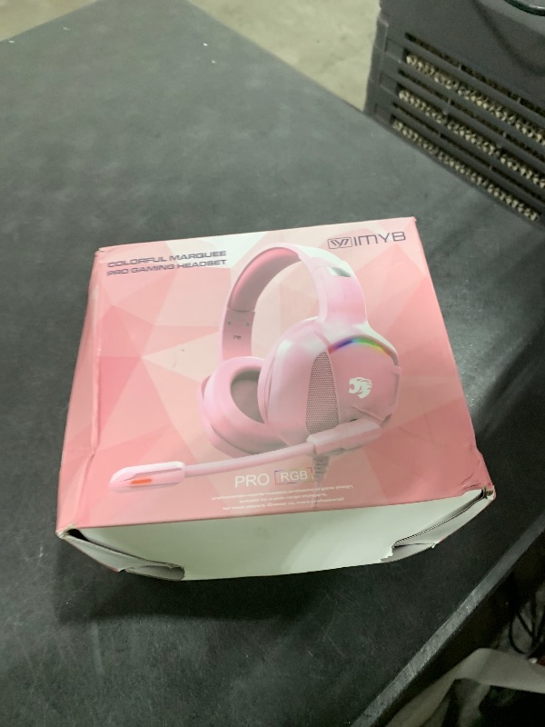 Photo 1 of Gaming Headset with Microphone for Pc, Xbox One Series X/s, Ps4, Ps5, Switch, Stereo Wired Noise Cancelling Over-Ear Headphones with Mic, RGB, for Computer, Laptop, Mac, Nintendo, Gamer (Pink)