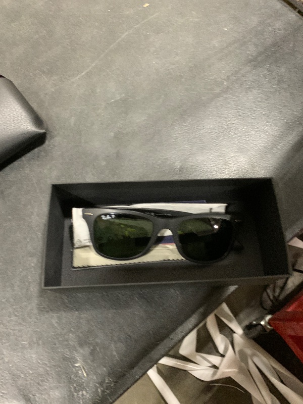 Photo 1 of Ray-Ban Unisex RB4195 Wayfarer Liteforce Square Sunglasses, Matte Black/Polarized Green, 52 mm