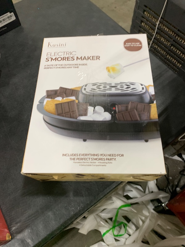 Photo 1 of Kusini Smores Maker Tabletop Indoor - Flameless Electric Marshmallow Roaster – 4 Detachable Trays & 4 Roasting Forks – Gift Set & Date Night Idea. Movie Night Supplies & Housewarming Gift