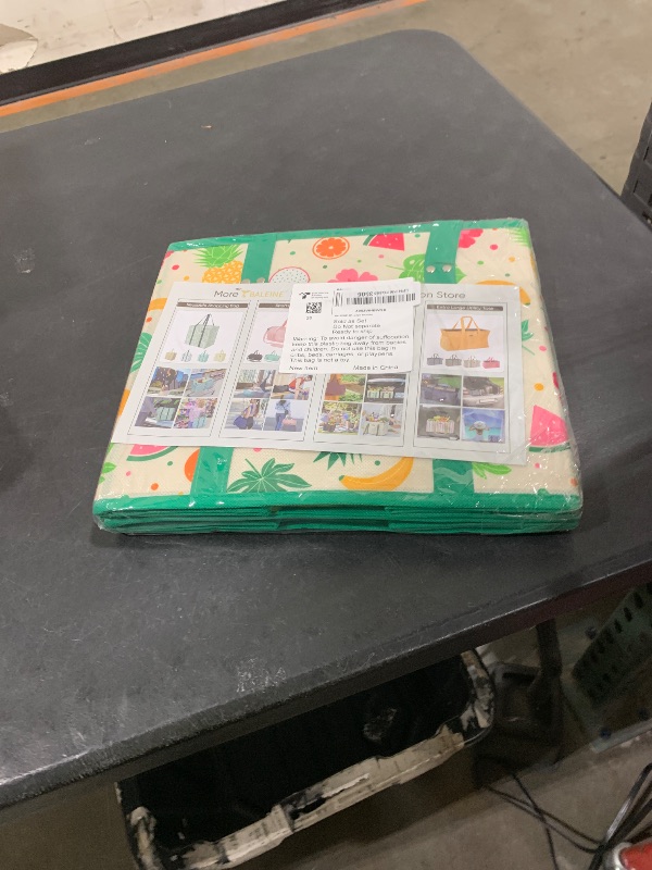 Photo 1 of BALEINE 3Pk Reusable Grocery Bags, Foldable Shopping Bags for Groceries with Reinforced Bottom & Handles (Hawaiian Brunch)