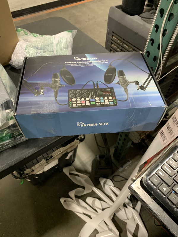 Photo 1 of Hayner-Seek Podcast Equipment Bundle for 2, DJ Mixer with 3.5mm Diaphragm Condenser Microphone for Live Streaming, Podcast Recording,Gaming, Youtube, TikTok, PC, Smartphone