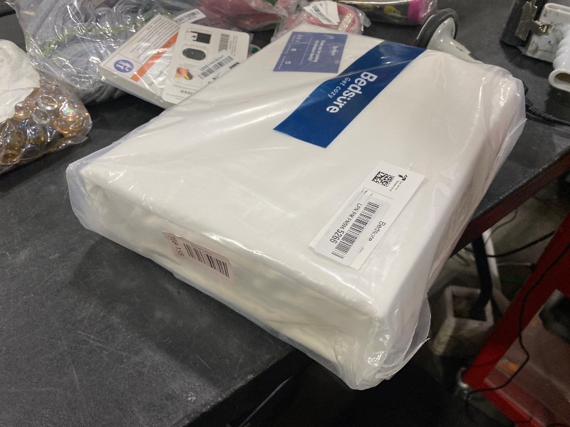 Photo 1 of Bedsure King Size Sheet Set, Cooling Sheets, Rayon Derived from Bamboo, Deep Pocket Up to 16", Breathable & Soft, Bed Sheets, Hotel Luxury Silky Bedding for Hot Sleepers, White