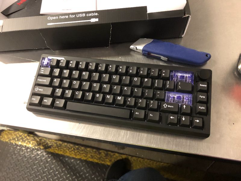 Photo 1 of **PURPLE KEYS**RedThunder K95 Wireless Mechanical Keyboard, TFT Screen & Knob, Tri-Mode BT5.0/2.4GHz/USB-C Hot Swappable Custom, Pre-lubed Linear Pink Switches, Gasket Structure, RGB Gaming Keyboard, Black-Gold