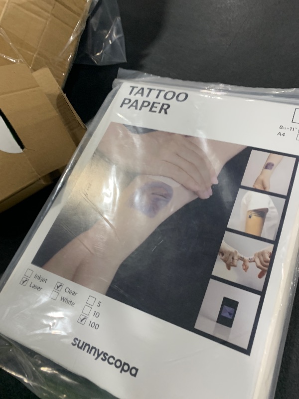 Photo 1 of Sunnyscopa Printable Temporary Tattoo Paper for INKJET printer - US LETTER SIZE 8.5"X11", 100 SHEETS - DIY Personalized Image Transfer Sheet for skin - Custom Waterslide Decal Stencil Henna