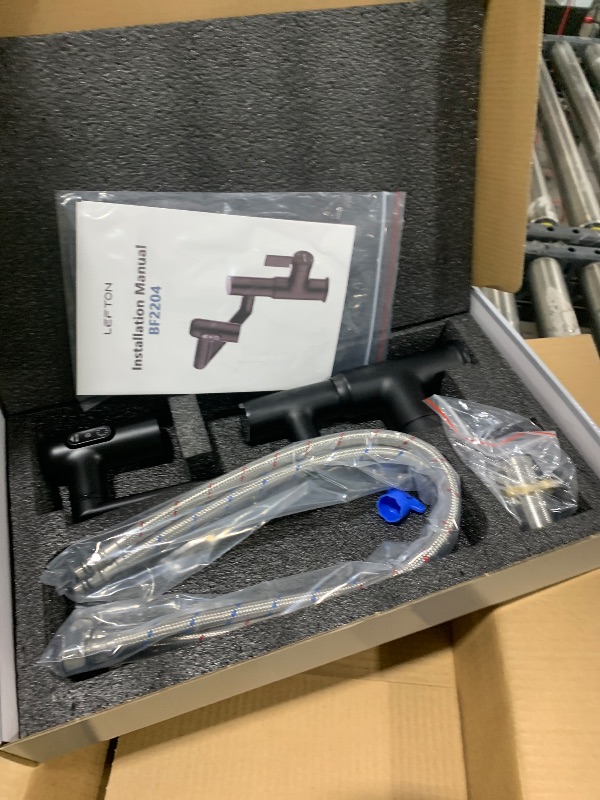 Photo 1 of Lefton Rotatable Bathroom Faucet with Temperature Display in Fahrenheit (Batteries-Free), 3 Water Outlet Modes, Matte Black, BF2204-3