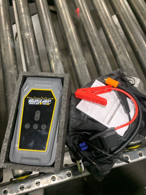 Photo 1 of Jump Starter with Air Compressor - 3X Faster Inflation, 150PSI Portable Tire Pump for Car Tires with Digital Pressure Gauge, LED Light Cordless Pump for Car Starting, Motorcycle, Bicycle, Balls