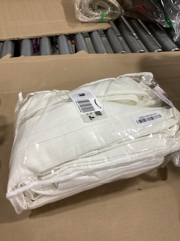 Photo 1 of 102 Inch Long Curtains Pinch Pleat Linen Curtains for Living Room Bedroom 2 Panels Natural Cream Light Filtering Privacy Neutral 102 Inch Pleated Drapes Hooks Rings Back Tab for Window Sliding Door