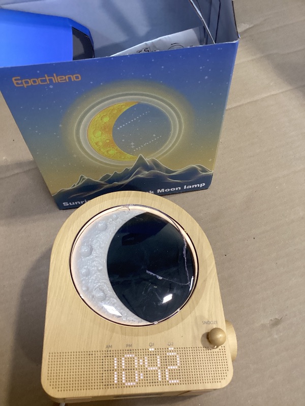 Photo 1 of Epochleno Sunrise Alarm Clock, White Noise Machine & Meteor Moonlight - 10 Soothing Sounds, Dual Alarms, 30/60/90min Timer, Easy Snooze - Bedroom Gift for Insomnia Adults/Women - Wood Grain