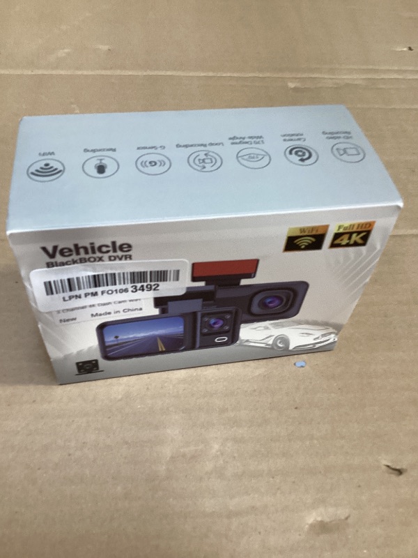 Photo 1 of 3 Channel 4K Dash Cam with 5GHz WiFi & APP Control, 4K+1080P+1440P Dash Cam Front and Rear Inside with 64GB Card, Dash Camera for Cars with Night Vision, Loop Recording, 24H Parking Mode, G-Sensor